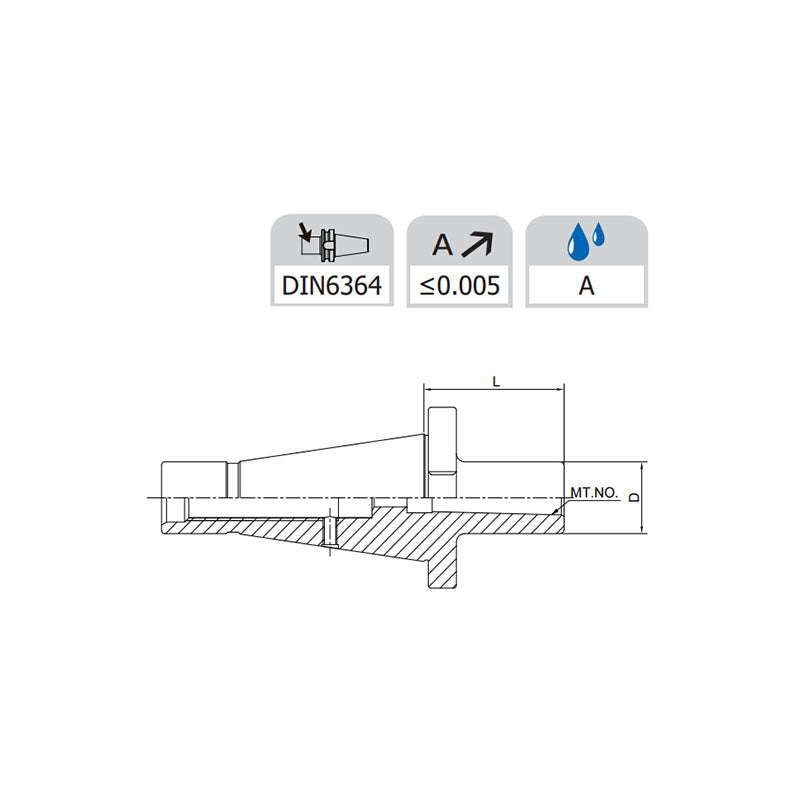 Morse Taper Adapter with Drawbar  NT30-MTB1-45~120(OTT) - Makotools Industrial Supply Tools for Metal Cutting