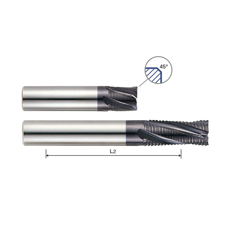 Multi Flute 20° Helix Stub & Long Length Fine Pitch Roughing Carbide X-Power Pro End Mills GM666/GM156 Series Plain Shank