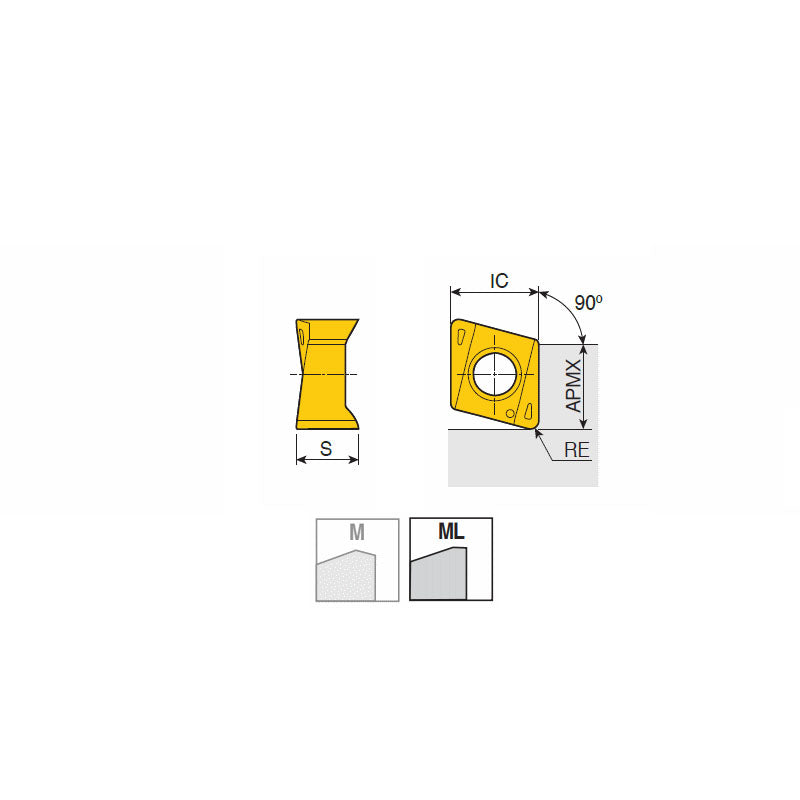 4NKT 06-ML Double-sided inserts with four high positive helical cutting edges & high ramping capacity for 90° shoulders of stainless steel and light cutting - Big-tools Industrial Supply Tools for Metal Cutting