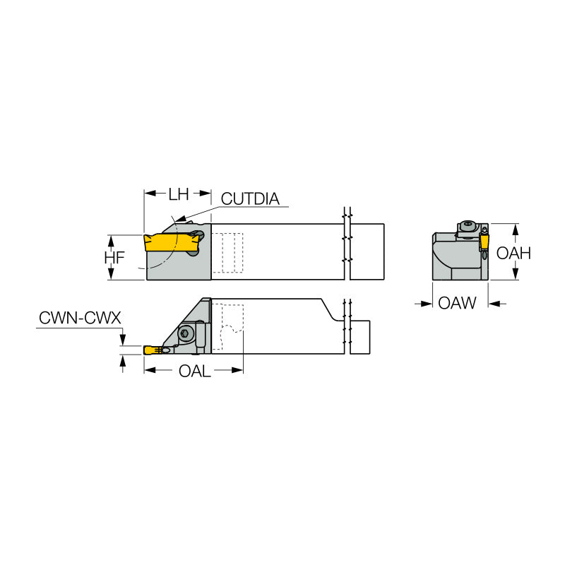 NQCH-DGTR/L-D-SH-JHP : Screw Lock JETCUT Modular Heads Carrying DO-GRIP Double-Edged Parting Inserts for Swiss-Type Machines
