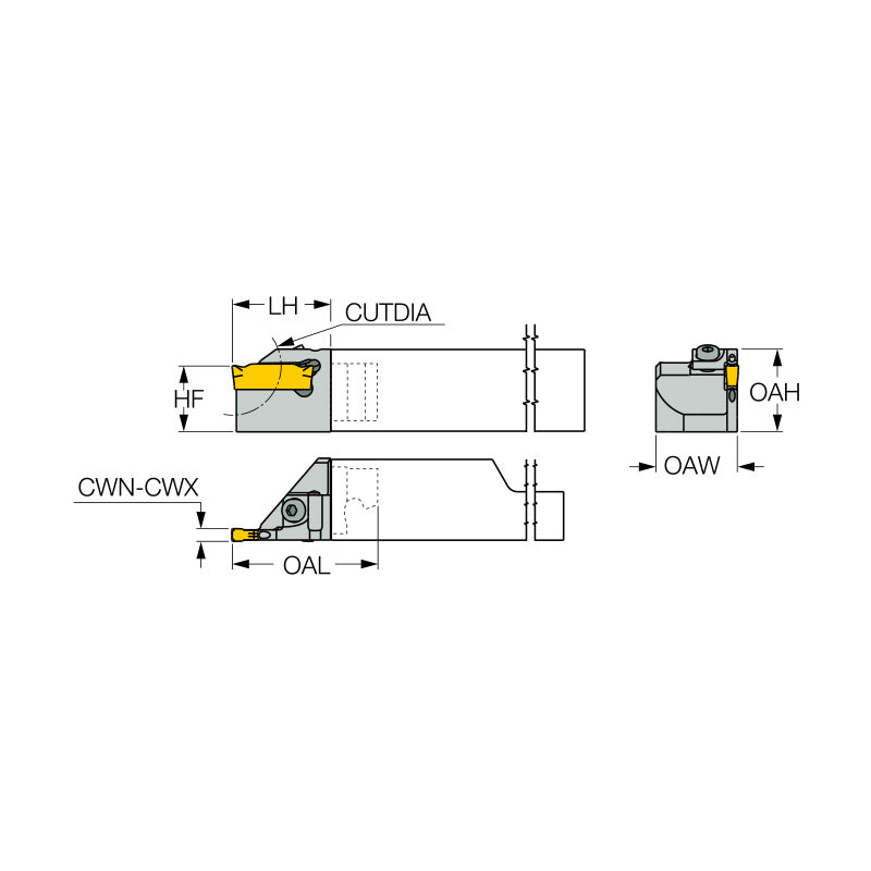 NQCH-DGTR/L-D22-SH-JHP : Screw Lock JETCUT Modular Heads Carrying DO-GRIP Double-Edged Parting Inserts for Swiss-Type Machines