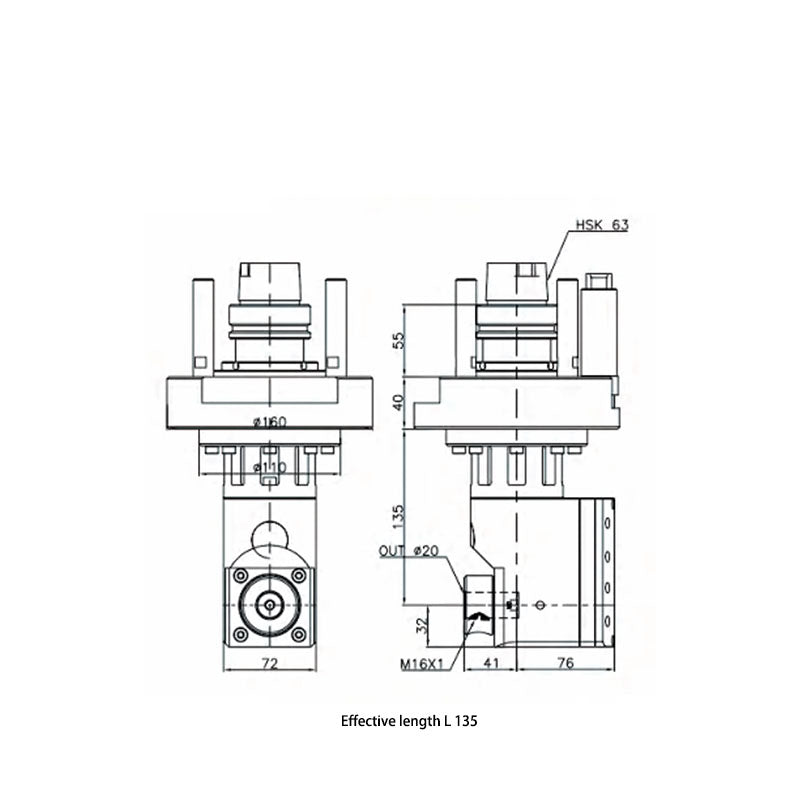 Offset HSK side clamp Type Universal Angle Head