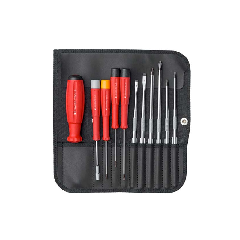 PB 8220 SwissGrip screwdriver set with interchangeable blades in a compact imitation leather roll-up case - Big-tools Industrial Supply Tools for Metal Cutting