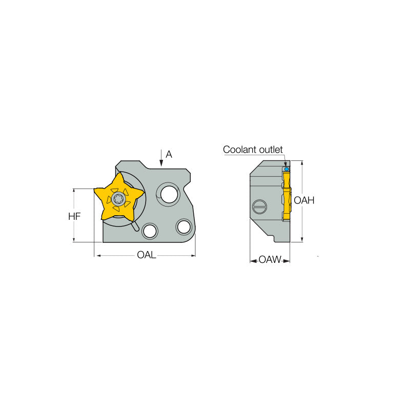 PCADR/L 24-JHP-QC : QUICK-PENTA Adapters with High-Pressure Coolant Holes, for QUICK-PENTA Grooving and Parting Inserts - Big-tools Industrial Supply Tools for Metal Cutting