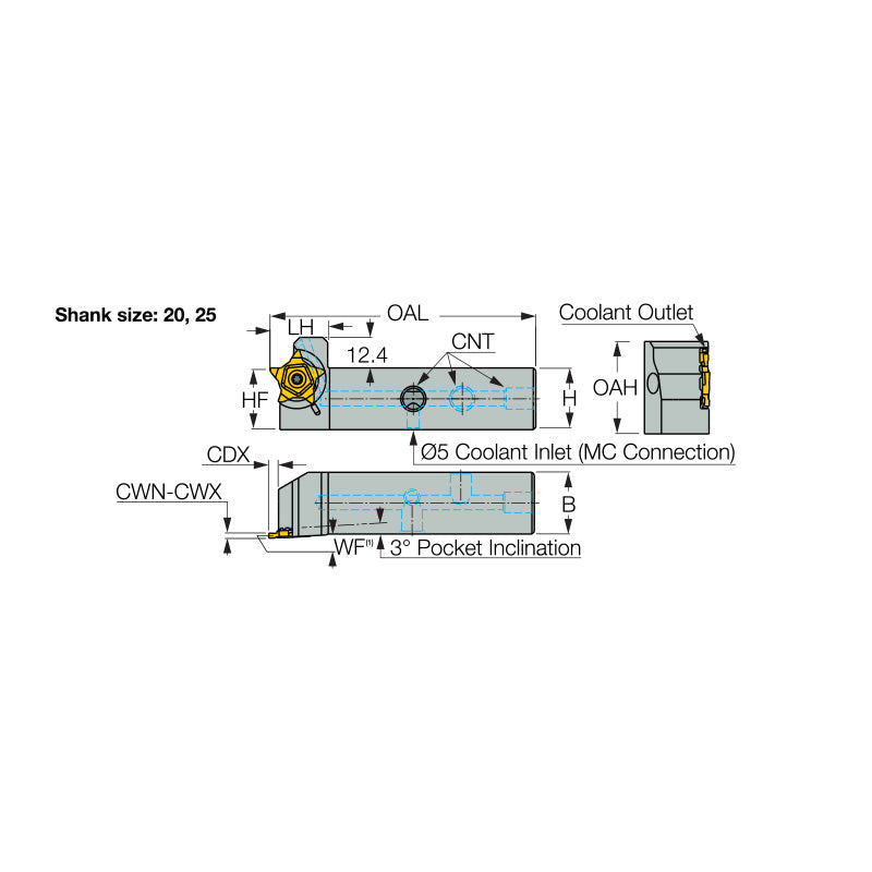 PCHRS-24 JHP-QC/MC : Holders with PENTA-CUT Inserts for Grooving and Parting Next to High Shoulders, Enables Quick Cutting Edge Indexing - Big-tools Industrial Supply Tools for Metal Cutting