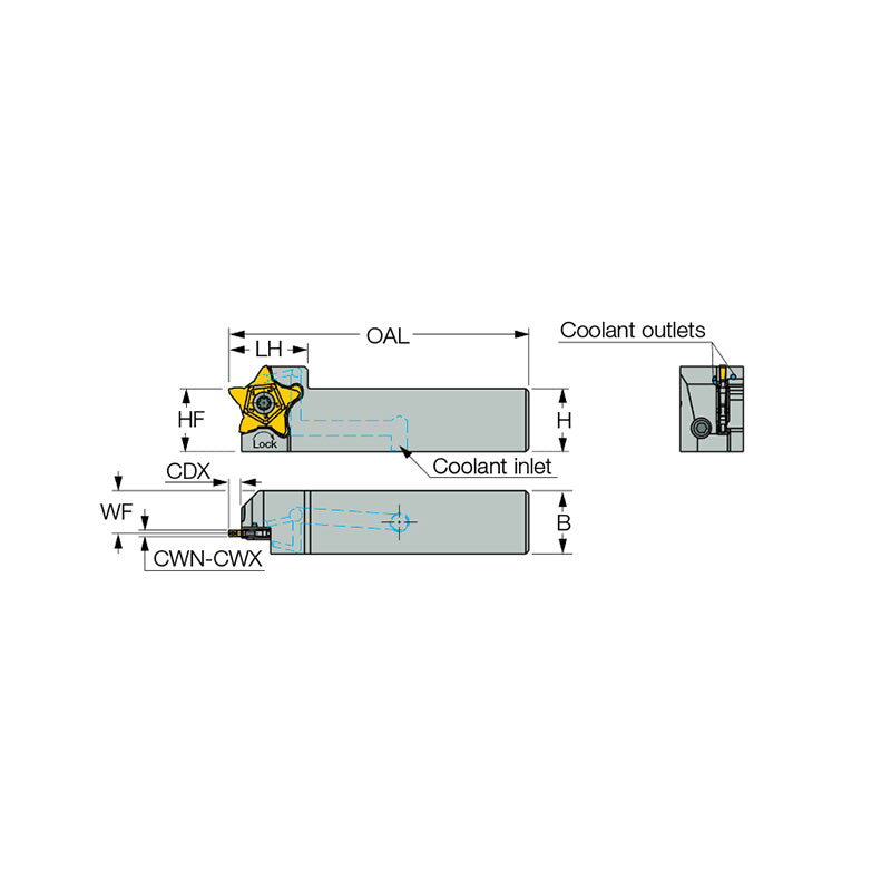 PCHR/L-24-JHP-MC : Grooving, Parting and Recessing Tools Carrying PENTA Inserts with Bottom Inlets for High-Pressure Coolant - Big-tools Industrial Supply Tools for Metal Cutting