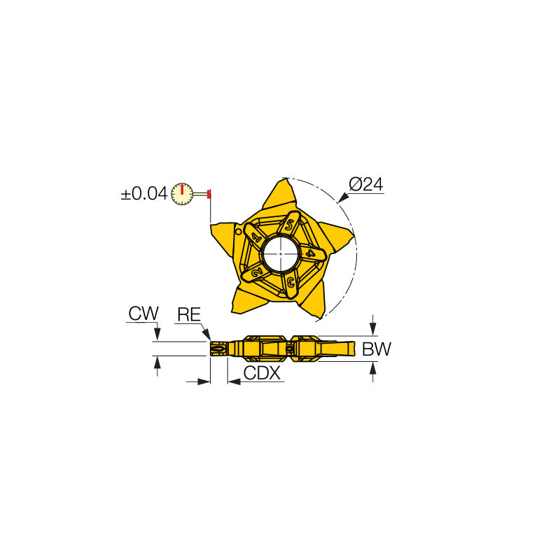 PENTA 24N-J-SL : Five Cutting Edges for Parting and Grooving with Positive Rake Angle Clamped onto Standard PENTA-CUT Holders - Big-tools Industrial Supply Tools for Metal Cutting