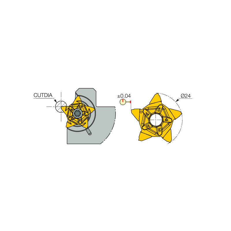 PENTA 24R/L-DSL : Parting Insert with 5 Angled Cutting Edges to Minimize Burr Size. Can be Clamped also on Standard PENTA-CUT Holders - Big-tools Industrial Supply Tools for Metal Cutting