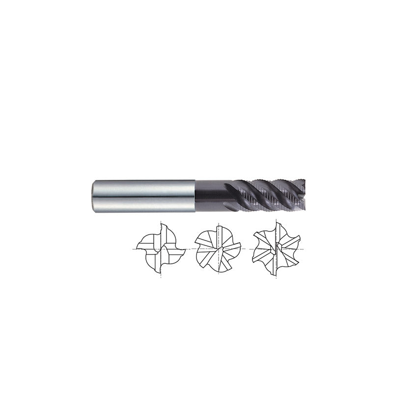 Plain shank EH970 Series Carbide, Multi Flute 45° Helix Long Reach Fine Pitch Roughing JET-POWER End Mills
