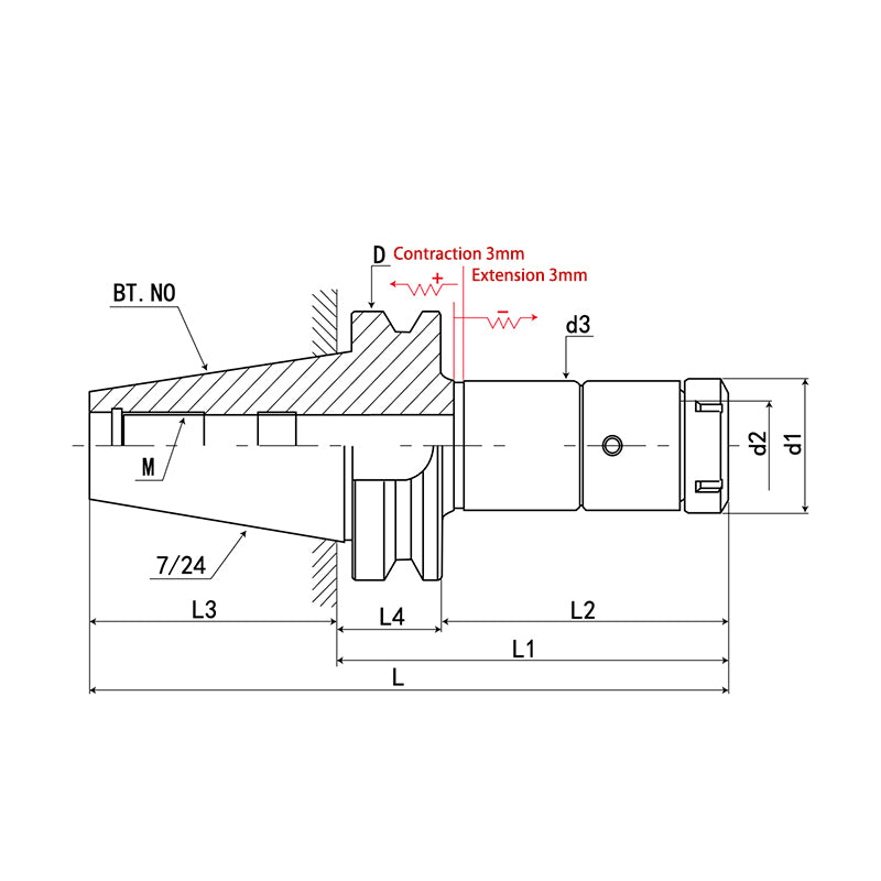 Rigid Tension and Compression Taper Holder/TER-B BT30-TER20-B-100 BT30-TER32-B-100 - Big-tools Industrial Supply Tools for Metal Cutting