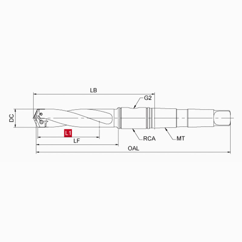 SGH-*-MM Taper Shank Spiral Fluted Spade Drill Tool