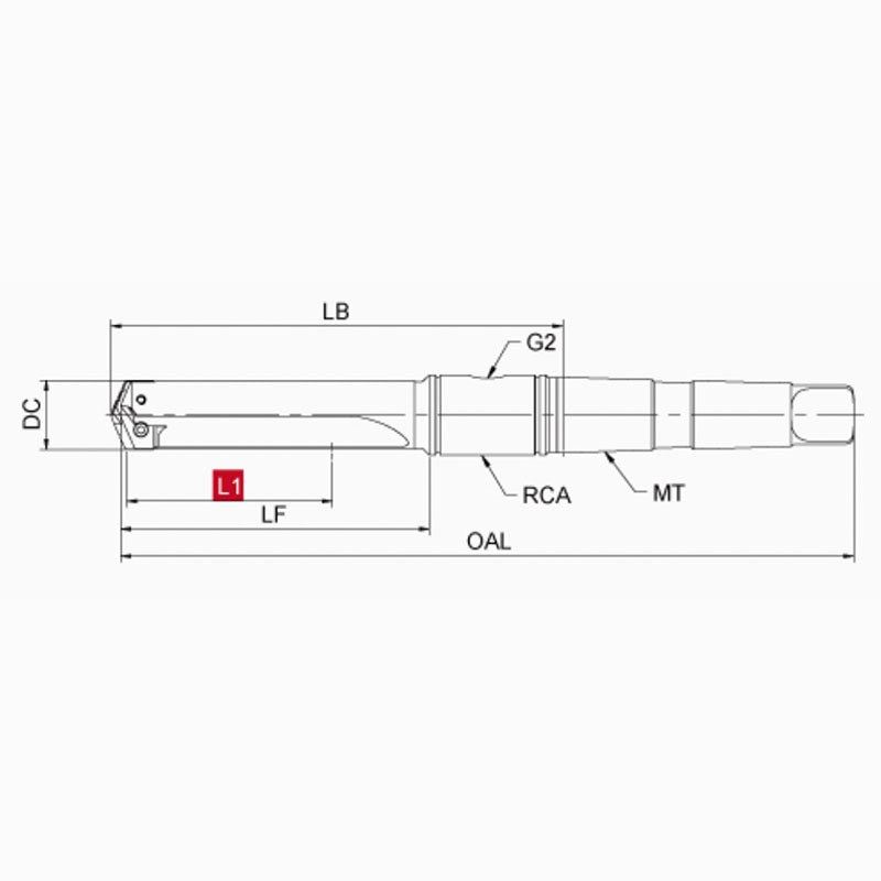 SGS-*-MM Taper Shank Spiral Fluted Spade Drill Tool