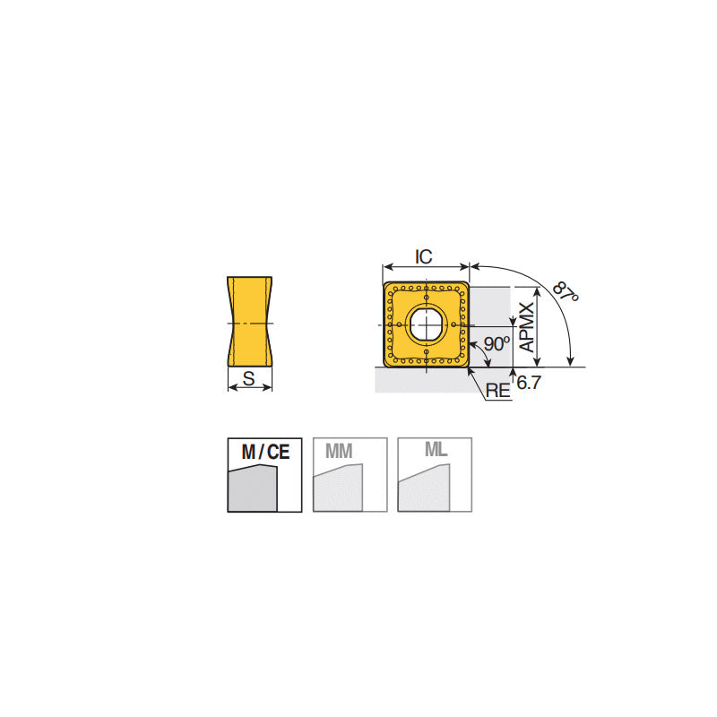 SNGX 1306-CE Double-sided ground square Ceramic inserts for cast iron milling with 8 cutting edges and corner R in 90° and 88° face mills - Big-tools Industrial Supply Tools for Metal Cutting