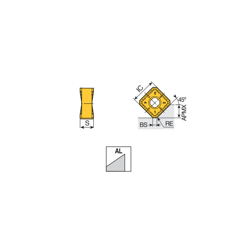 SNGX 1306 ANN-AL  Double-sided ground square inserts with polished top and 8 economical sharp cutting edges for aluminum machining in 45° face mills - Big-tools Industrial Supply Tools for Metal Cutting