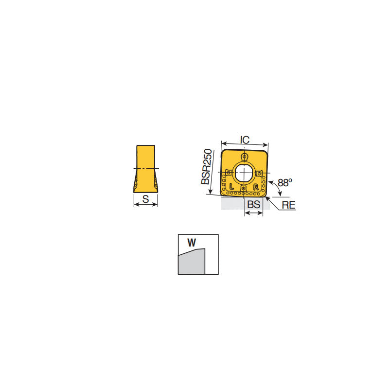 SNGX 1306 ZNTN-W Ground wiper inserts with 2 right-handed & 2 left-handed cutting edges for 88° face mills - Big-tools Industrial Supply Tools for Metal Cutting