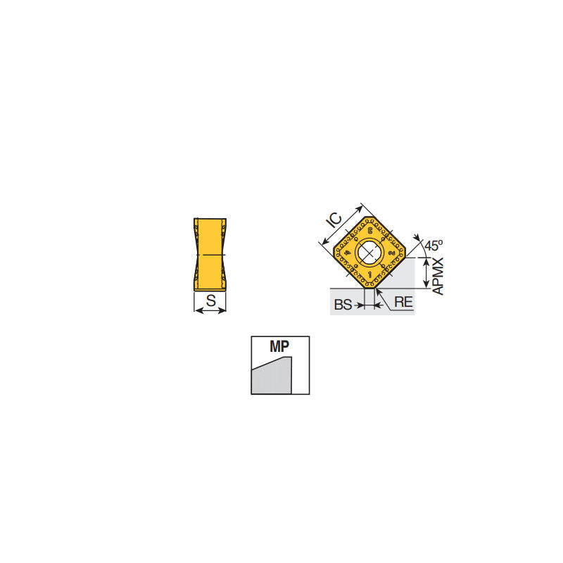 SNMX 1306 ANTR-MP Double-sided square inserts with helical 8 cutting edges of smooth machining for right-handed 45° face mills - Big-tools Industrial Supply Tools for Metal Cutting