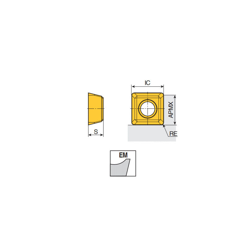 SPMG 09/11/14-EM Positive square milling inserts with 4 cutting edges for general applications
