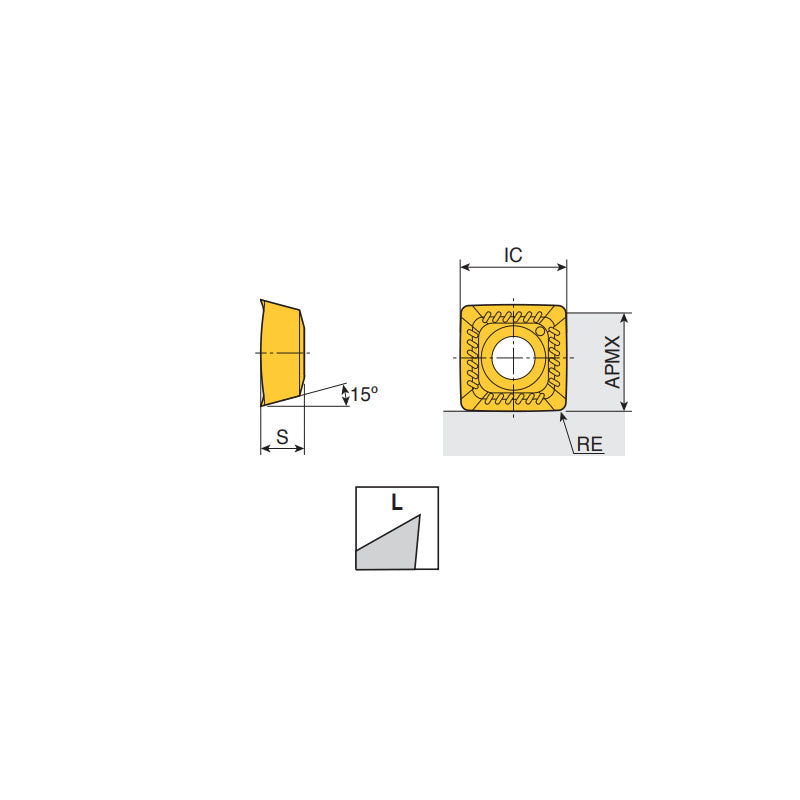 SVHT 11-L Positive ground square inserts with 4 sharp convex cutting edges & secure V-bottom for extended flute cutters on machining of heat resistant super alloys - Big-tools Industrial Supply Tools for Metal Cutting