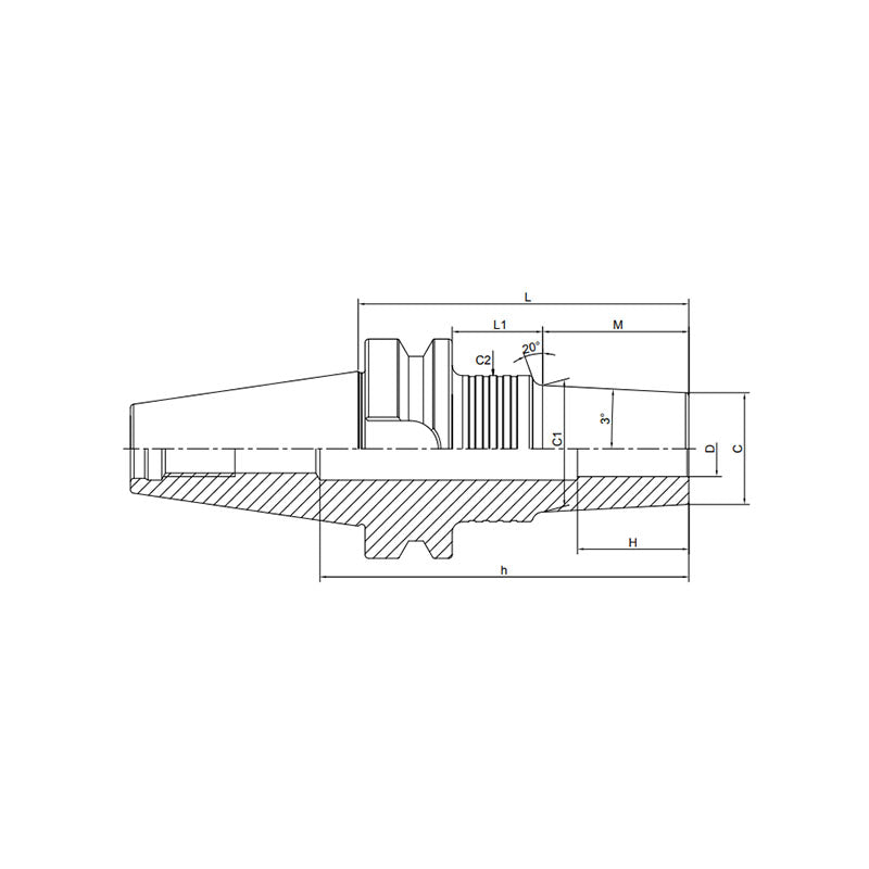 Shrink Chuck, 3°, Regular, Coolant BT40-SFFB3-75-M22~(SFFB10-150-M67) - Makotools Industrial Supply Tools for Metal Cutting