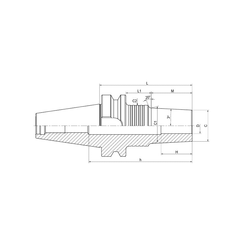 Shrink Chuck, 3°, Regular, Coolant BT50-SFFB12-90-M22~(BT50-SFFB25-140-M42) - Makotools Industrial Supply Tools for Metal Cutting