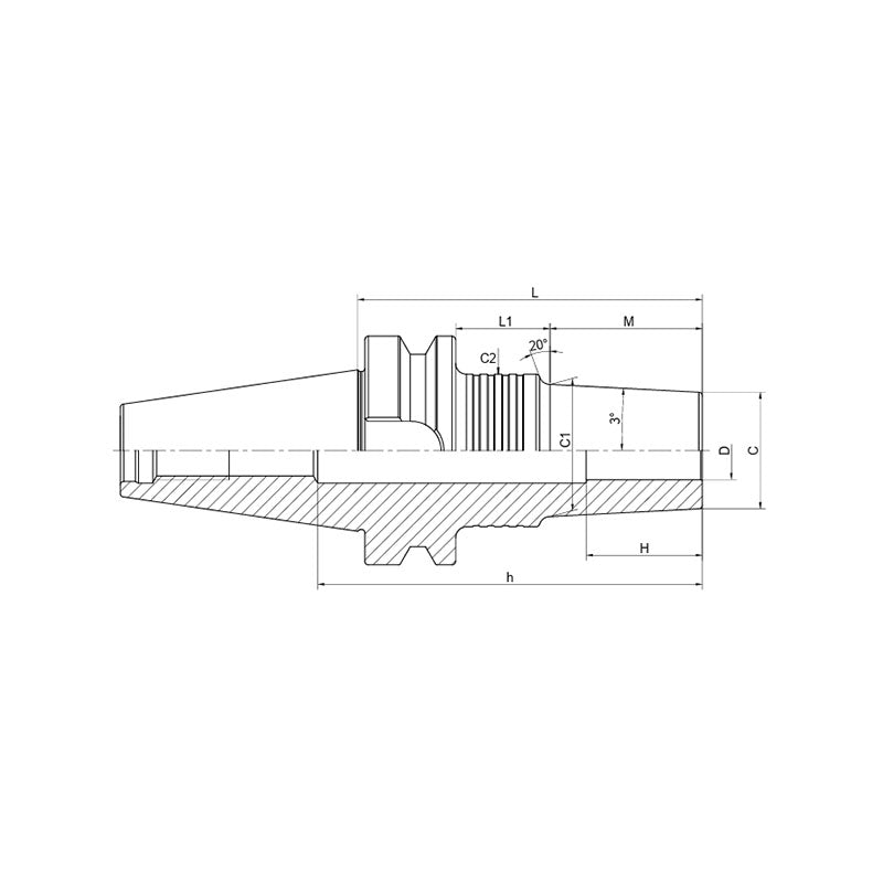 Shrink Chuck, 3°, Regular, Coolant  BT50-SFFB3-90-M22~(FFB10-165-M67) - Makotools Industrial Supply Tools for Metal Cutting