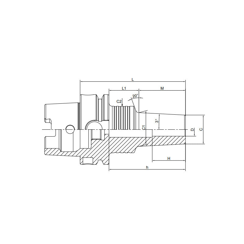 Shrink Chuck, 3°, Regular, Form A  HSK40A-SFRA3-65-M22~(SFRA4-125-M42) - Makotools Industrial Supply Tools for Metal Cutting