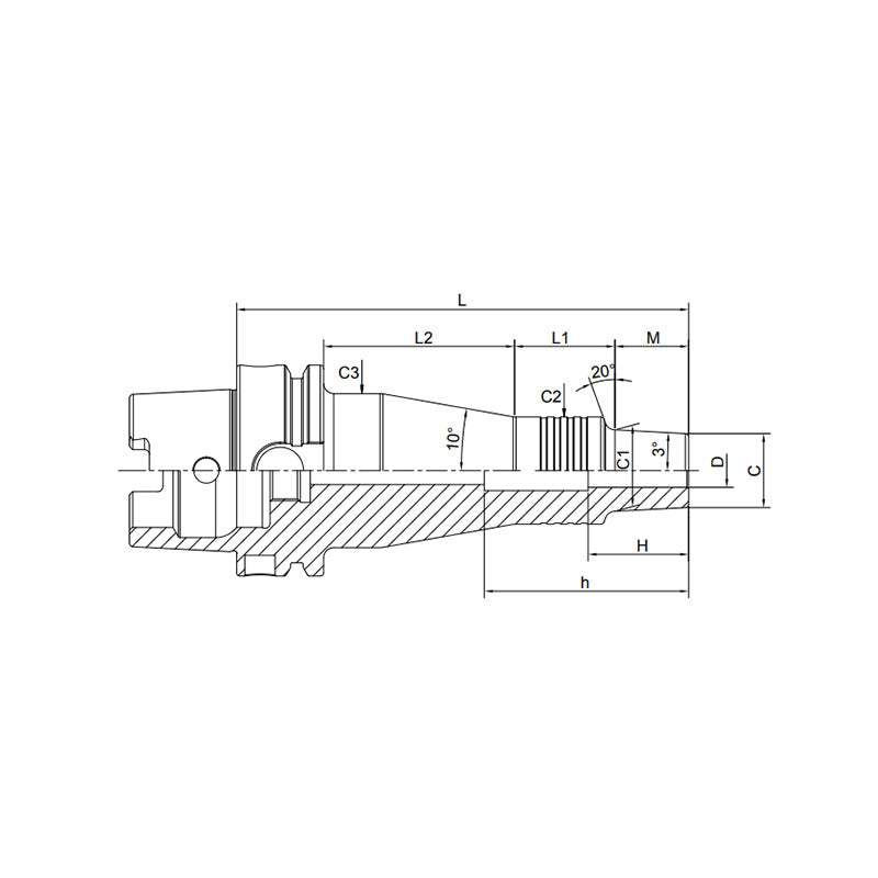 Shrink Chuck, 3°, Regular, Form A  HSK63A-SFRA3-135-M22 ~(4-240-M127) - Makotools Industrial Supply Tools for Metal Cutting