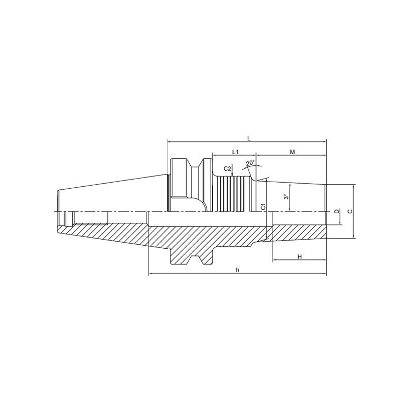 Shrink Chuck, 3°, Regular, Form B BT40-SFRB16-75-M22~(SFRB20-180-M67) - Makotools Industrial Supply Tools for Metal Cutting