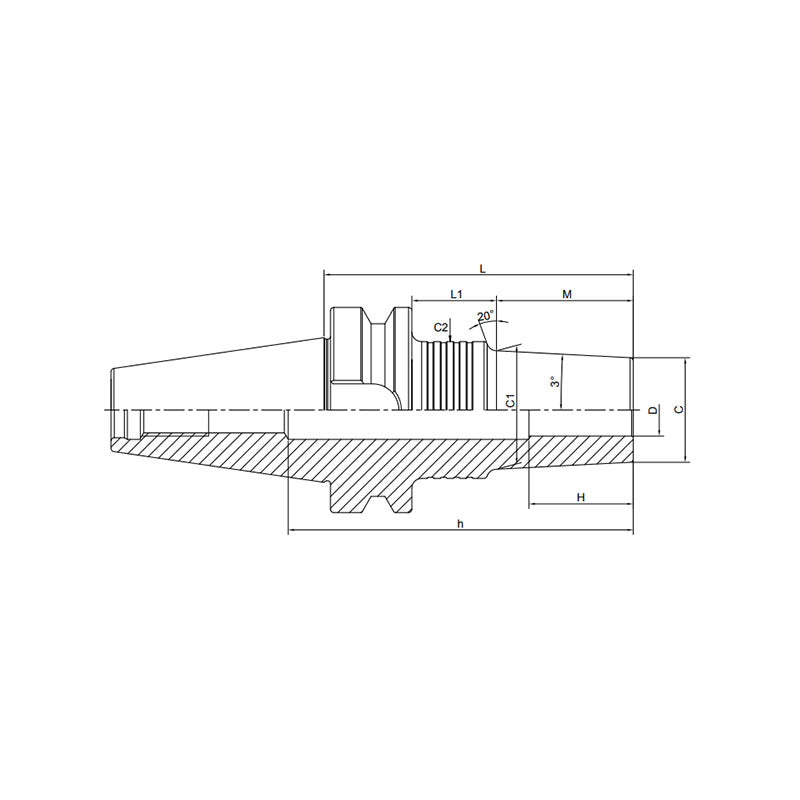 Shrink Chuck, 3°, Regular, Form B  BT50-SFRB16-90-M22~(SFRB25-170-M42) - Makotools Industrial Supply Tools for Metal Cutting