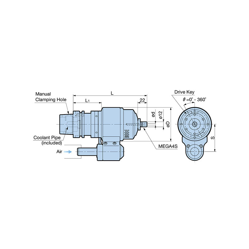 Side Through Type Air Turbine Spindle  HSK-A 63/100