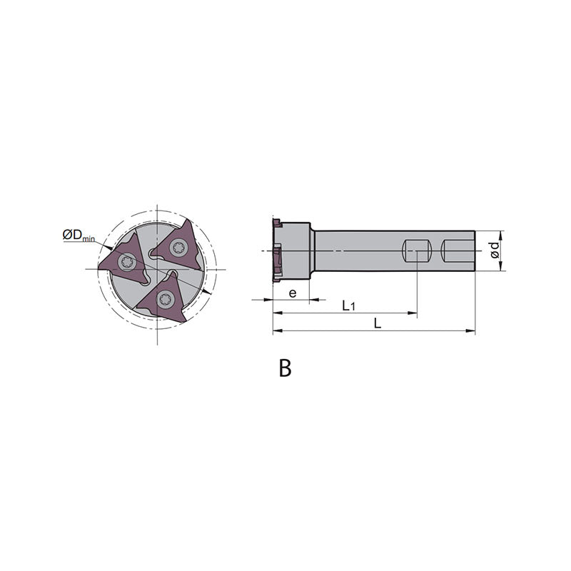 Slot milling SMP05 Kr: 90° SMP05-025/039/044x3.0/4.8-XP25-QC16/22-01/03 - Makotools Industrial Supply Tools for Metal Cutting