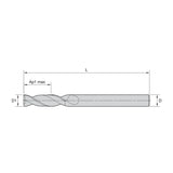 Solid Carbide End Mills •ALUFLASH • Series 2A19 • Square End • 2 Flute • Long Length • Cylindrical Shank • Inch