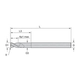 Solid Carbide End Mills • ALUFLASH • Series 2AL9 • Radius • 2 Flute • Regular Length • Medium Neck • Cylindrical Shank • Inch