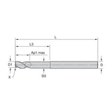 Solid Carbide End Mills • ALUFLASH • Series 3AF9 • Radius • 3 Flute • Regular Length • Long Neck • Cylindrical Shank • Inch
