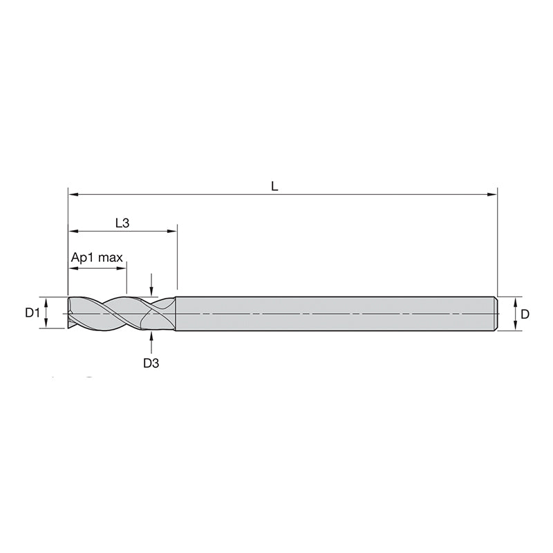 Solid Carbide End Mills •  ALUFLASH • Series 3AN9 • Square End • 3 Flute • Regular Length • Regular Neck • Cylindrical Shank • Metric