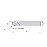 Solid Carbide End Mills • Finishers • Series DC03 • Radius • Metric  TiAlN-LW