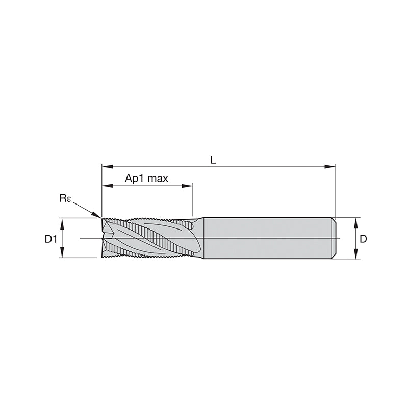 Solid Carbide End Mills •  Roughers • Series 4U80 • Radius • Inch