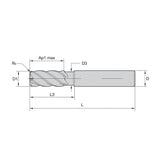 Solid Carbide End Mills • VariMill II ER • Series 5VNE • Square End • Eccentric Relief • Neck • 5 Flute • Inch Weldon