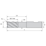 Solid Carbide End Mills • VariMill II • Series 57N8 • Square End • Non-Center Cutting • Neck • 5 Flute • Metric