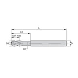 Solid Carbide End Mills • VariMill I • Series 47N0 • Ball Nose • Neck • 4 Flute • Metric WP15PE