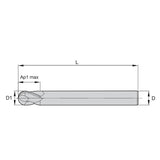 Solid Carbide End Mills •  VariMill I • Series 4VP0 • Ball Nose • Extended Reach • 4 Flute • Inch