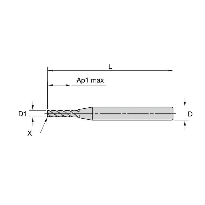 Solid Carbide End Mills • VariMill XTREME • Series 4X0E • Radiused • 4 Flute • Cylindrical Shank • Metric