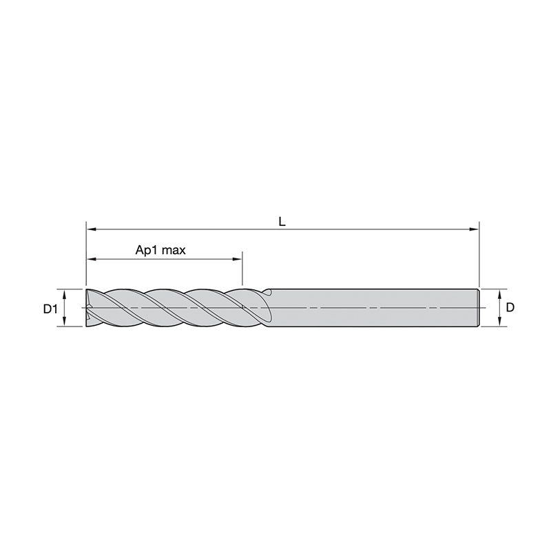 Solid Carbide End Mills •VariMill XTREME • Series 4X1E • Radiused • 4 Flute • Cylindrical Shank • Inch