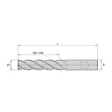 Solid Carbide End Mills •VariMill XTREME • Series 4X6E • Radiused • 4 Flute • Weldon Shank • Inch