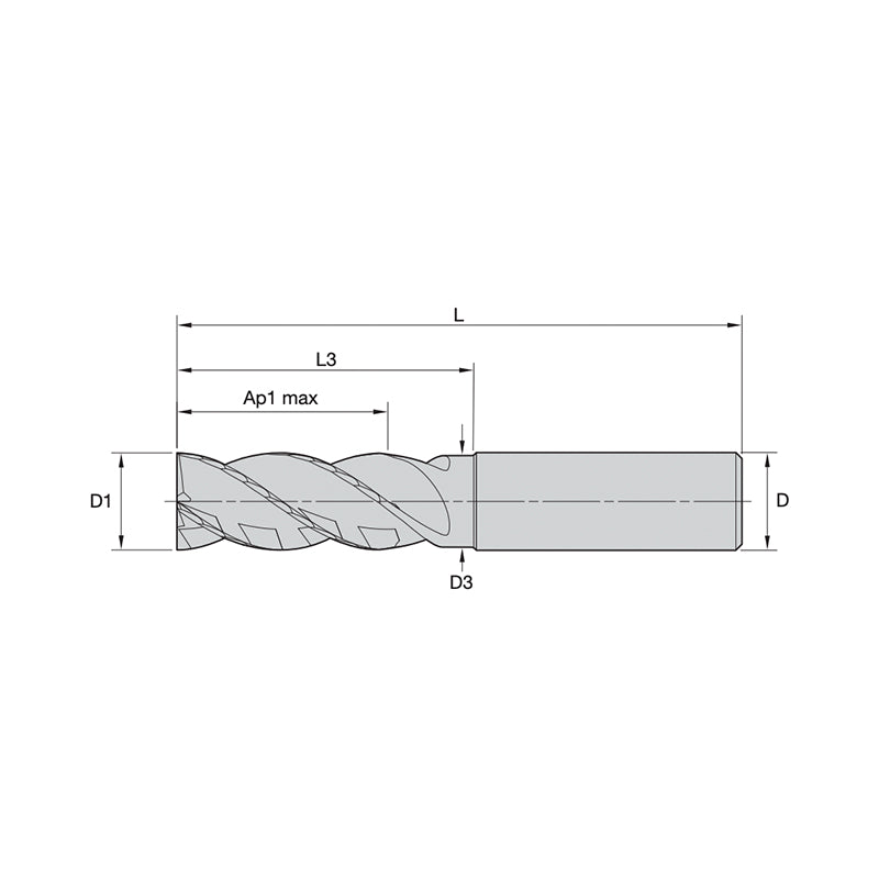 Solid Carbide End Mills • VariMill XTREME • Series 4XNE • Square End • 4 Flute • Necked • Cylindrical Shank • Metric