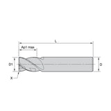 Solid Carbide End Mills • VariMill XTREME • Series 4XNE • Chamfered • 4 Flute • Cylindrical Shank • Metric