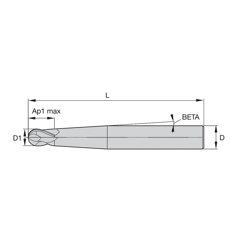 Solid Carbide End Mills •  Vision Plus • Series 7050 7060 • Ball Nose • Cylindrical Shank • Metric