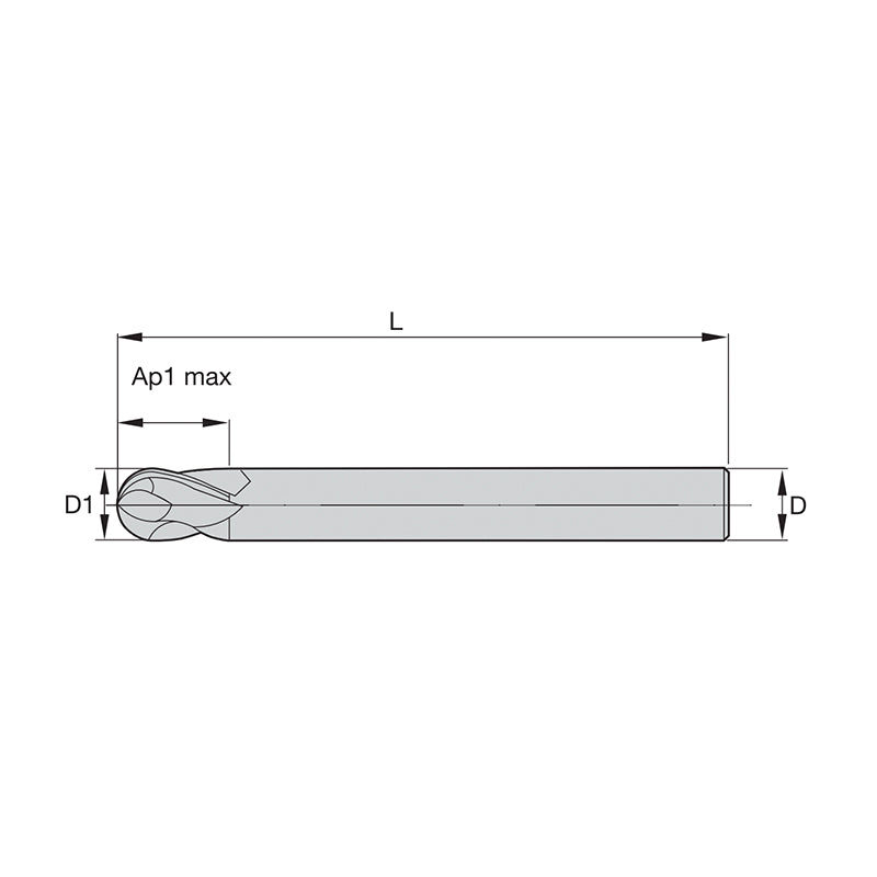 Solid Carbide End Mills • Vision Plus • Series 7151 • Ball Nose • Cylindrical Shank • Metric