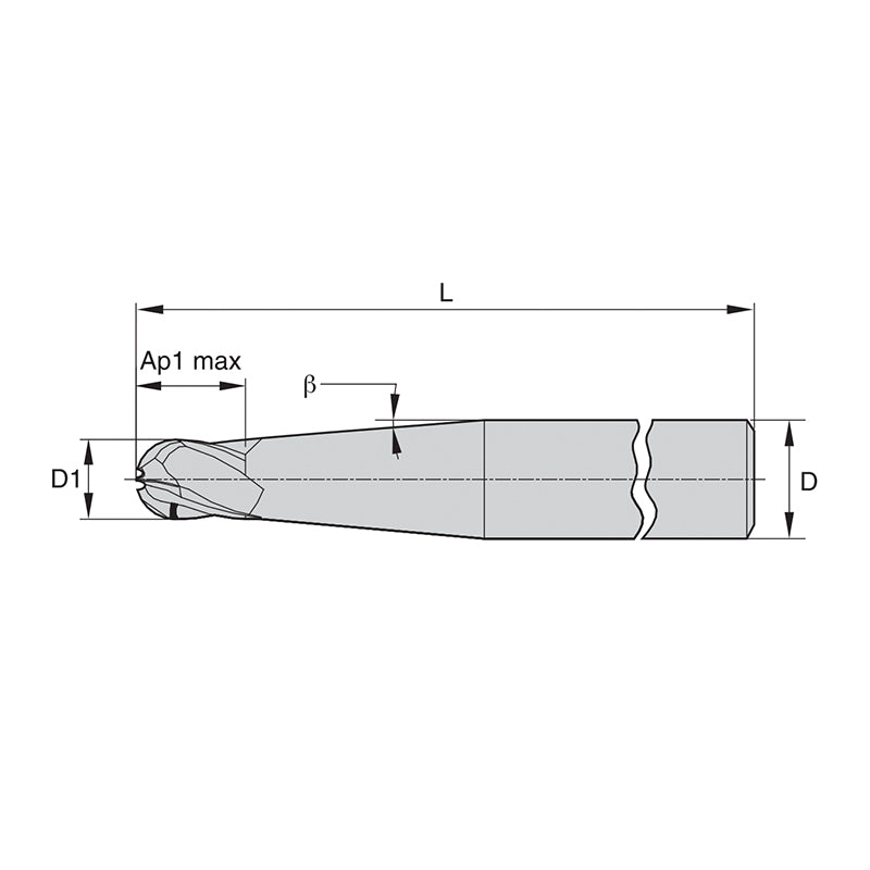 Solid Carbide End Mills • Vision Plus • Series 7S5F • Ball Nose • Cylindrical Shank • Inch