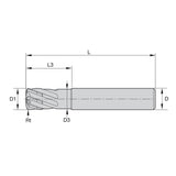 Solid Carbide End Mills • X-Feed • Series 7FN7 • >52 HRC • High Feed • 6 Flute • Cylindrical Shank • Inch
